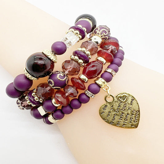 Women Retro Bohemian Heart Pendant Bracelet