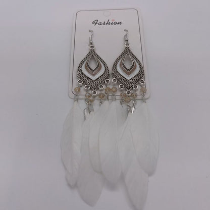 Pendientes bohemios con cuentas de cristal en forma de pétalo hueco para mujer