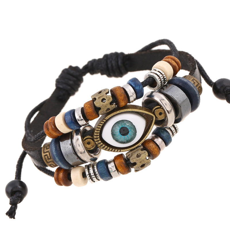 Bohemian Luck Eye 3-Layer PU Leather Bracelet
