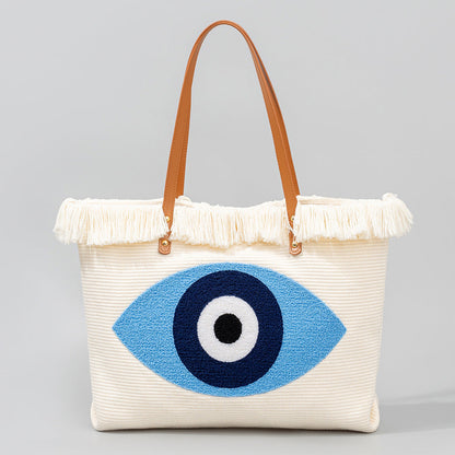 Bolsa de lona bordada con ojos bohemios