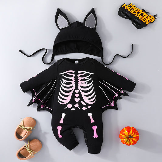 Kids Baby Boys Girls Long Sleeve Skeleton Romper Cotton