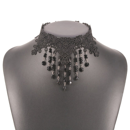 Gargantilla de encaje con colgante de cristal de Halloween a la moda para mujer