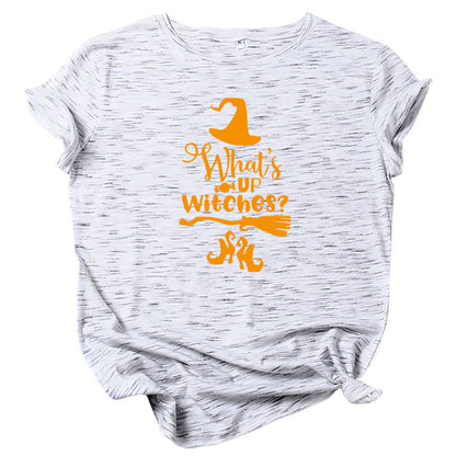 Camiseta informal de Halloween con cuello redondo y manga corta para mujer