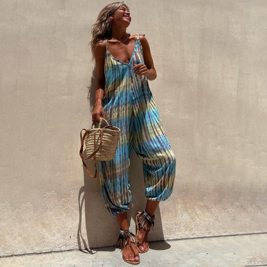Women Vintage Boho Vacation Jumpsuit