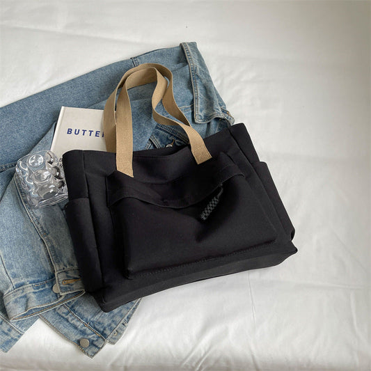 Women Casual Solid Color Large Capacity Tote Bag