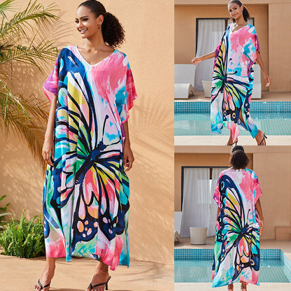 Traje de baño informal con estampado de mariposas para playa y vacaciones para mujer