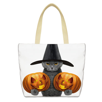 Bolso de lona con diseño de calabaza de Halloween para mujer