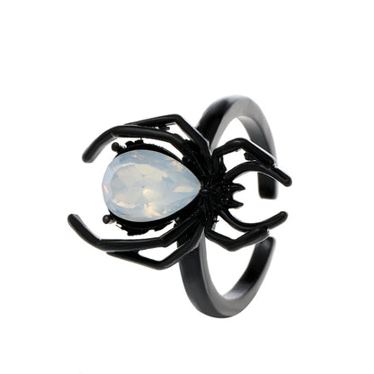 Anillos de araña con piedras preciosas de imitación vintage para mujer, de Halloween