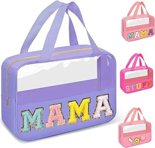 Bolsa de cosméticos portátil transparente para mujer
