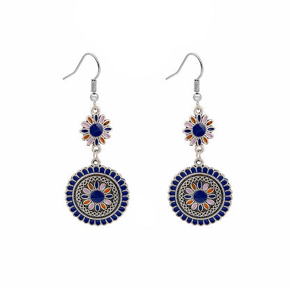 Boucles d'oreilles bohèmes en alliage pour femme, motif tournesol goutte à goutte