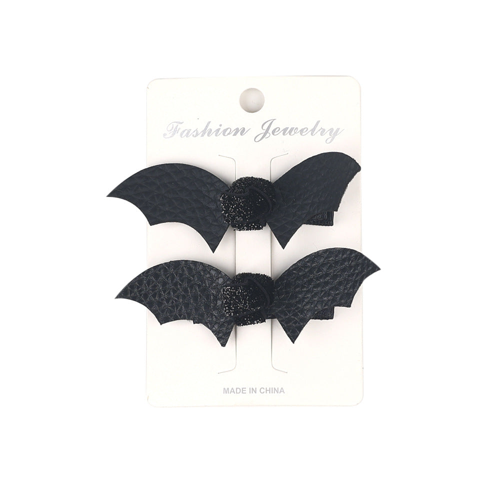 Ensemble de pinces à cheveux en cuir avec nœud chauve-souris pour enfants Halloween