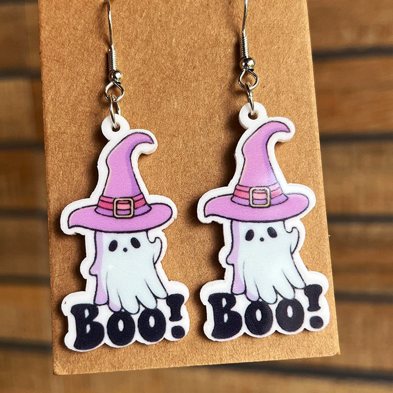 Pendientes de Halloween con forma de calabaza, fantasma y murciélago para mujer
