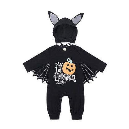 Halloween Baby Cotton Skeleton Romper with Bat Design