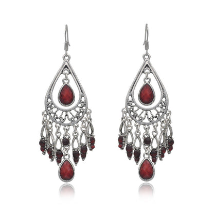 Boucles d'oreilles pendantes multicolores style bohème rétro pour femme