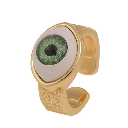 Anillos creativos de moda con diseño de ojo malvado bañados en cobre para mujer