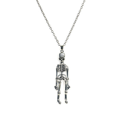 Collar de metal con colgante de esqueleto unisex de Halloween