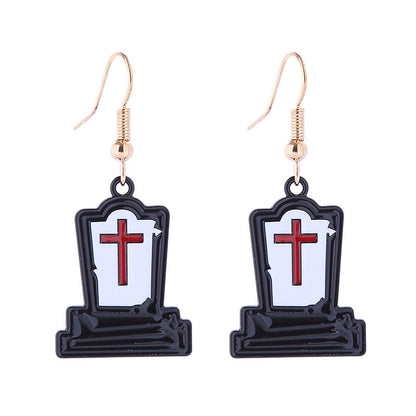 Halloween Women Horror Skull Spider Pumpkin Alloy Earrings