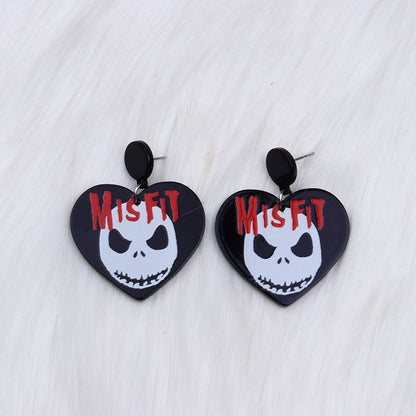 Pendientes exagerados de botella de veneno de esqueleto de Halloween con diseño acrílico