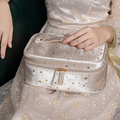 Bolsa de cosméticos portátil sencilla de forro polar con forma de estrella