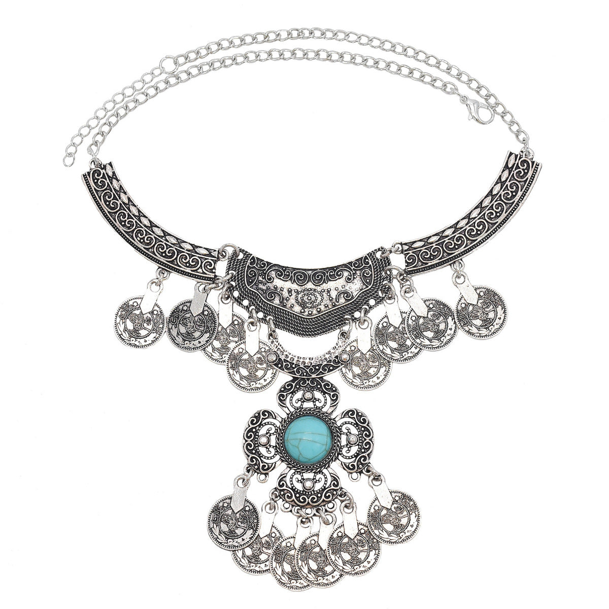 Collar de aleación con borlas bohemias para mujer