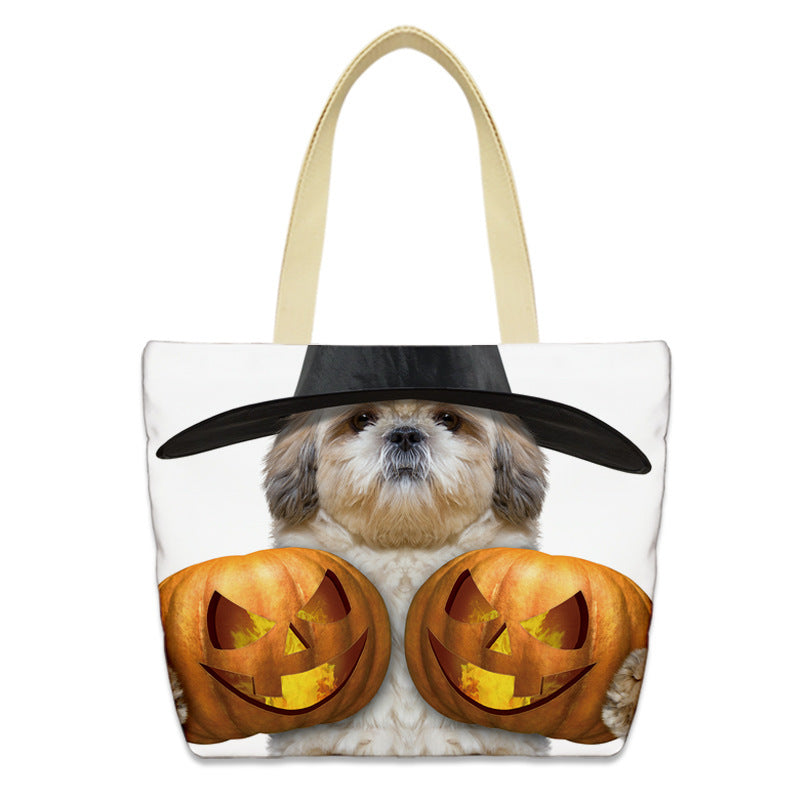 Bolso de lona con diseño de calabaza de Halloween para mujer