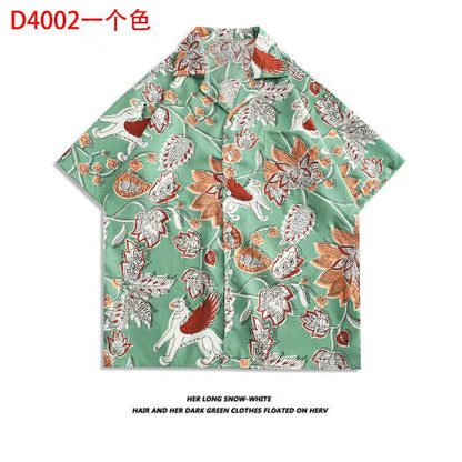 Camisa informal vintage con estampado floral hawaiano para hombre