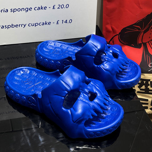 Sandalias de suela gruesa con calaveras de color liso a la moda para hombre