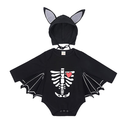 Baby Halloween Long Sleeve Cotton Bodysuit with Pumpkin Design