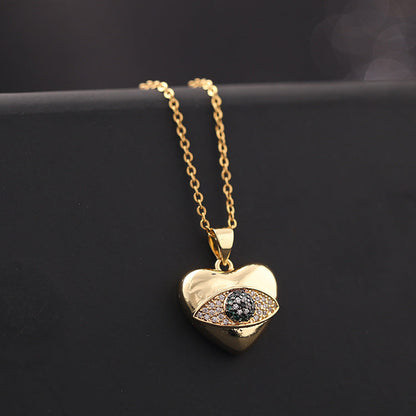 Collar con colgante de ojo de diablo de circonita multicolor para mujer