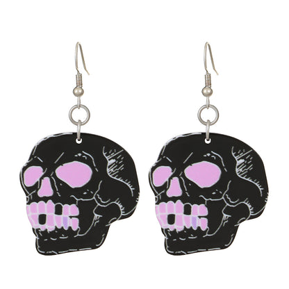 Halloween Women Fashion Creative Bat Skull Acrylic Earrings