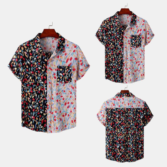 Camisa con estampado de flores diminutas en 3D para hombre, ideal para vacaciones de verano