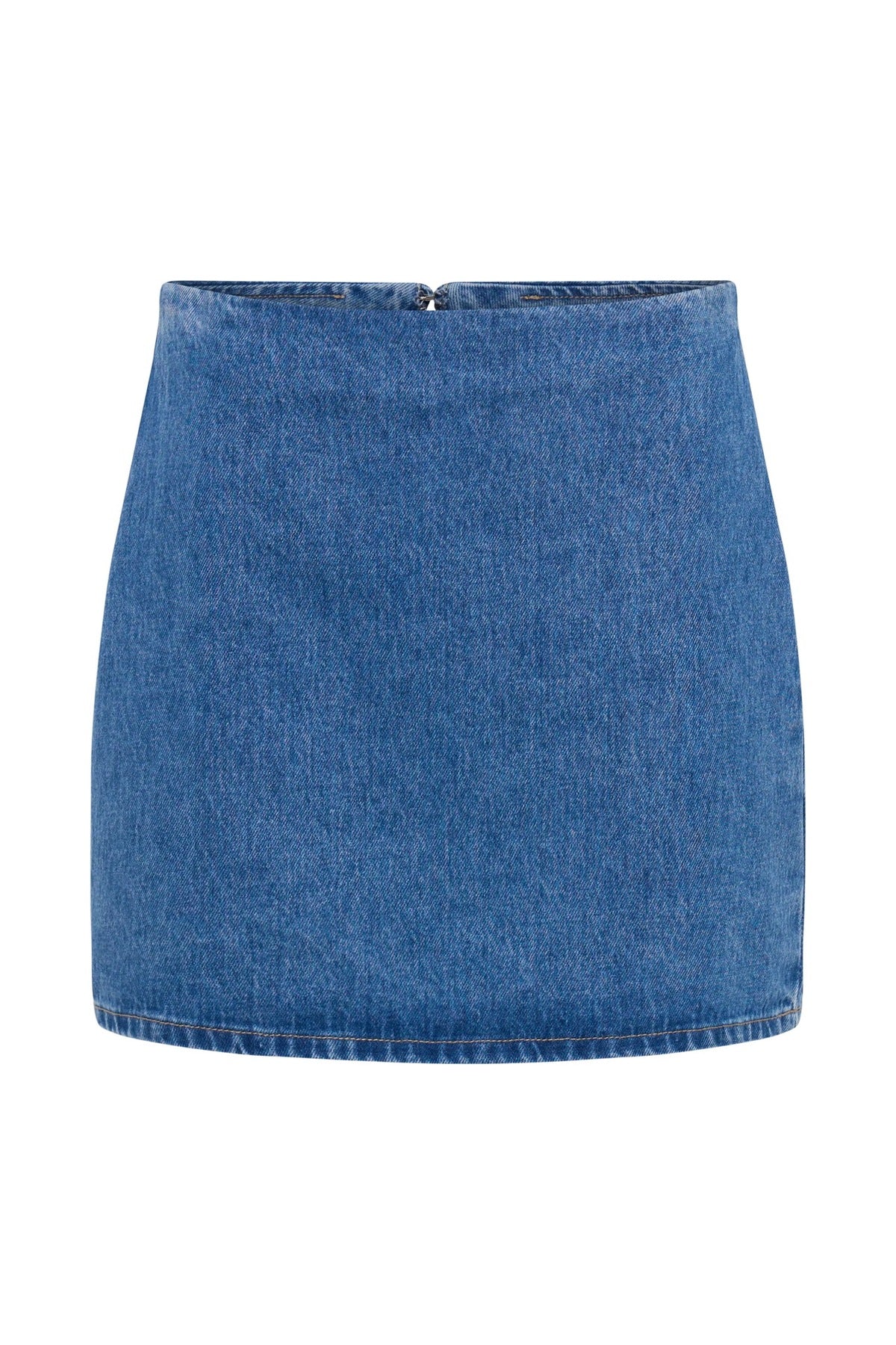 Women Fashion Lapel Short Sleeve Button Denim Top High Waist Skirt Two-Piece Set
