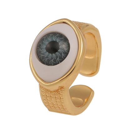 Anillos creativos de moda con diseño de ojo malvado bañados en cobre para mujer