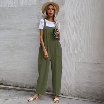 Cozy Cotton Linen Women's Sleeveless Jumpsuit