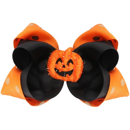 Pince à cheveux citrouille avec nœud pour enfants, accessoires pour cheveux d'Halloween