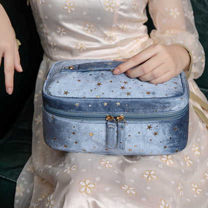 Bolsa de cosméticos portátil sencilla de forro polar con forma de estrella