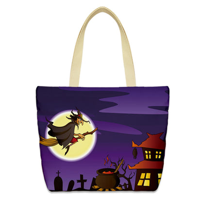 Bolso de lona con diseño de calabaza de Halloween para mujer