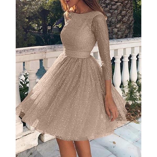 Summer Women Fashion Long Sleeve High Waist Cocktail Dress