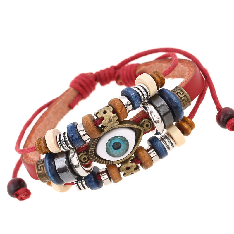 Bohemian Luck Eye 3-Layer PU Leather Bracelet