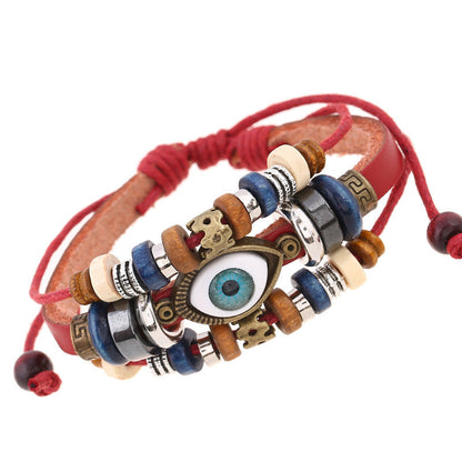 Bohemian Luck Eye 3-Layer PU Leather Bracelet