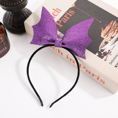 Bandeau de chauve-souris imitation paillettes d'Halloween en cuir PU