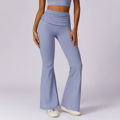 Leggings de sport taille haute pour femmes, style trompette, pour le yoga