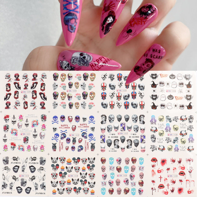 Halloween Series Funny Skull Bone Ghost Diy Nail Sticker