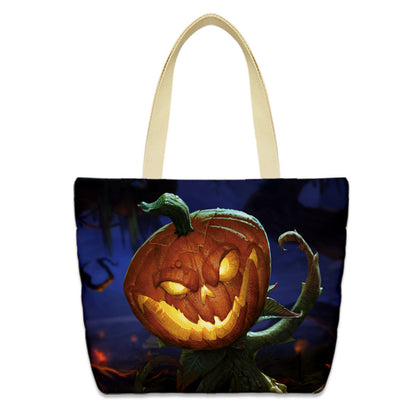 Bolso de lona con diseño de calabaza de Halloween para mujer