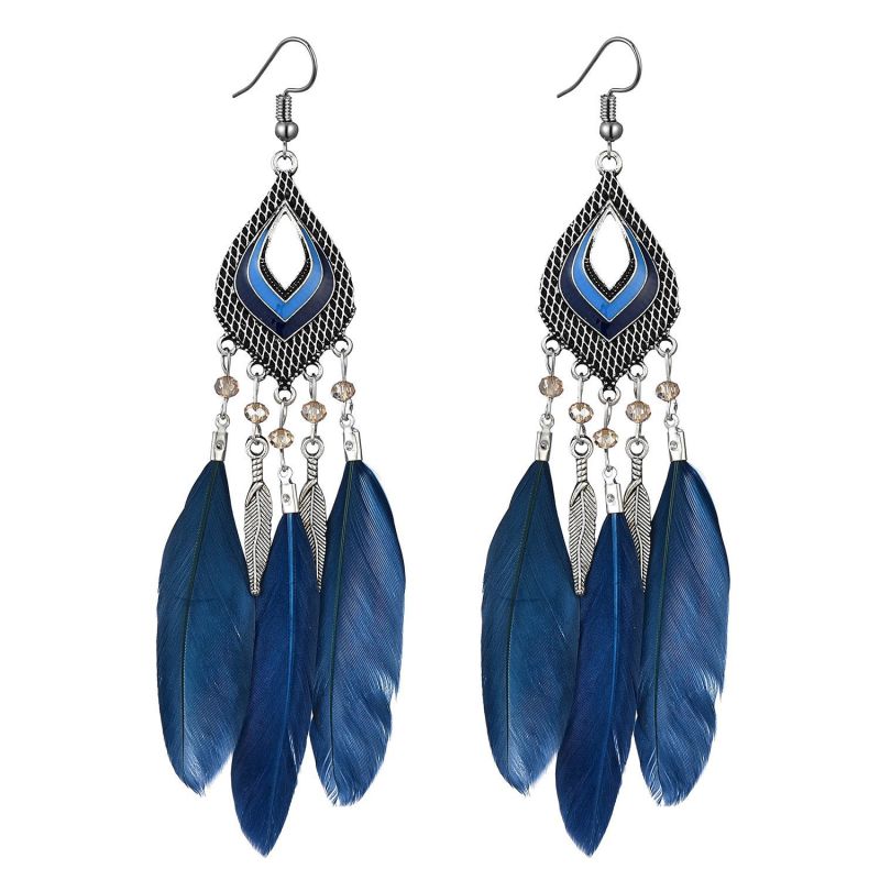 Pendientes bohemios con cuentas de cristal en forma de pétalo hueco para mujer