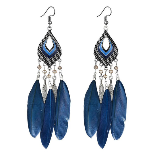 Pendientes bohemios con cuentas de cristal en forma de pétalo hueco para mujer