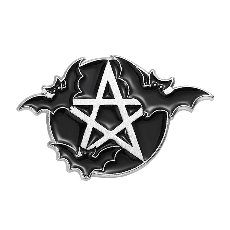 Broches en métal unisexes pour Halloween, motif livre sombre, cœur, chauve-souris, pierre tombale, bottes