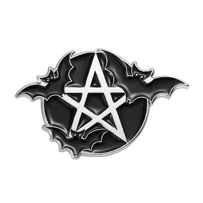 Broches en métal unisexes pour Halloween, motif livre sombre, cœur, chauve-souris, pierre tombale, bottes