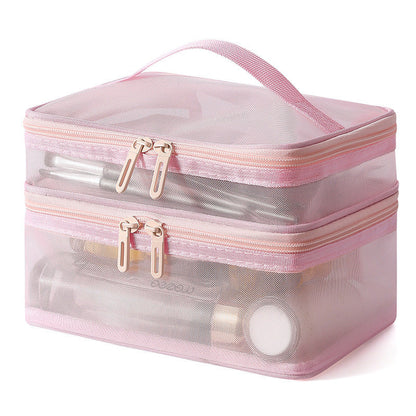 Neceser transparente de doble capa para mujer