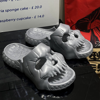 Sandales à semelle épaisse pour hommes, couleur unie, motif tête de mort